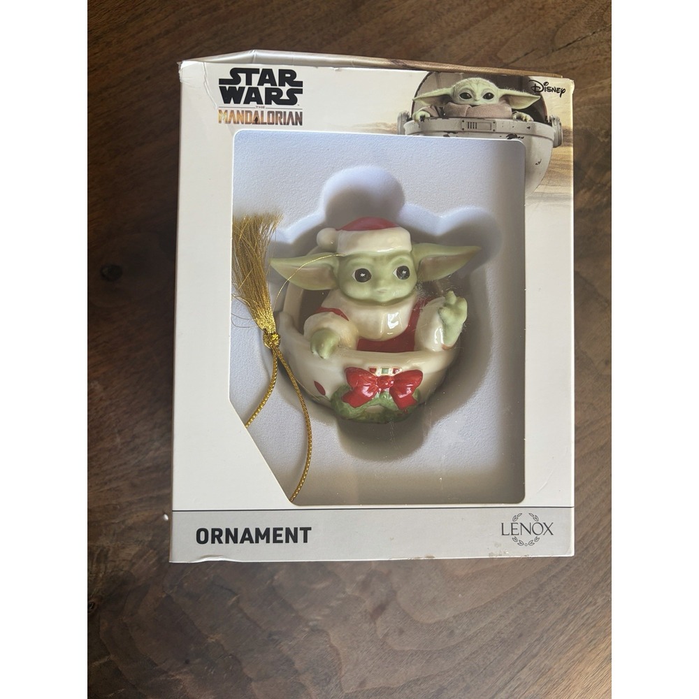 NIB Disney Star Wars Lenox Mandalorian Grogu Baby Yoda Christmas Ornament